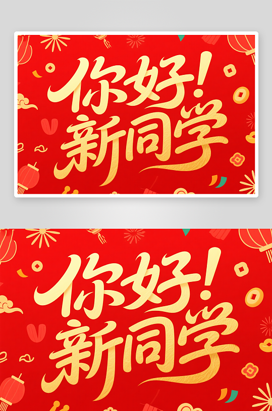 你好新同学开学季艺术字字体设计