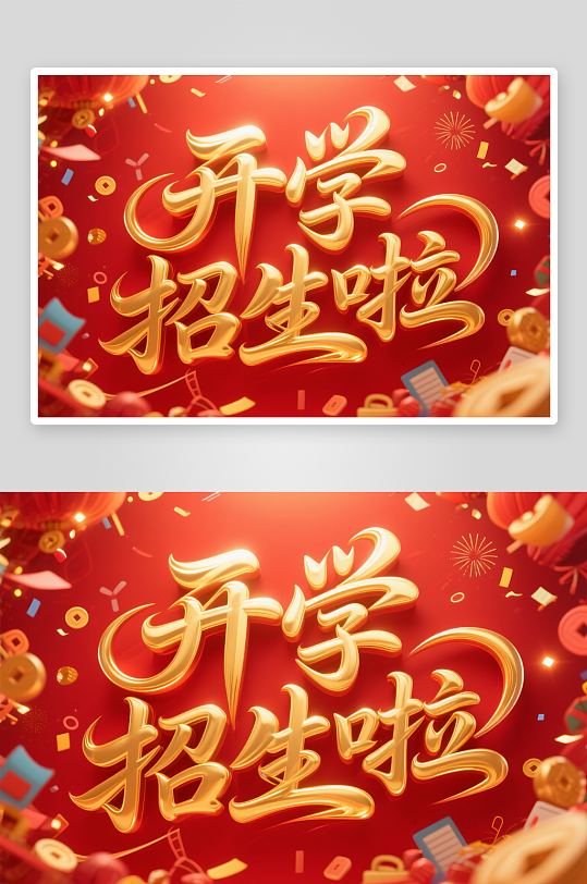 开学招生啦开学季艺术字字体设计