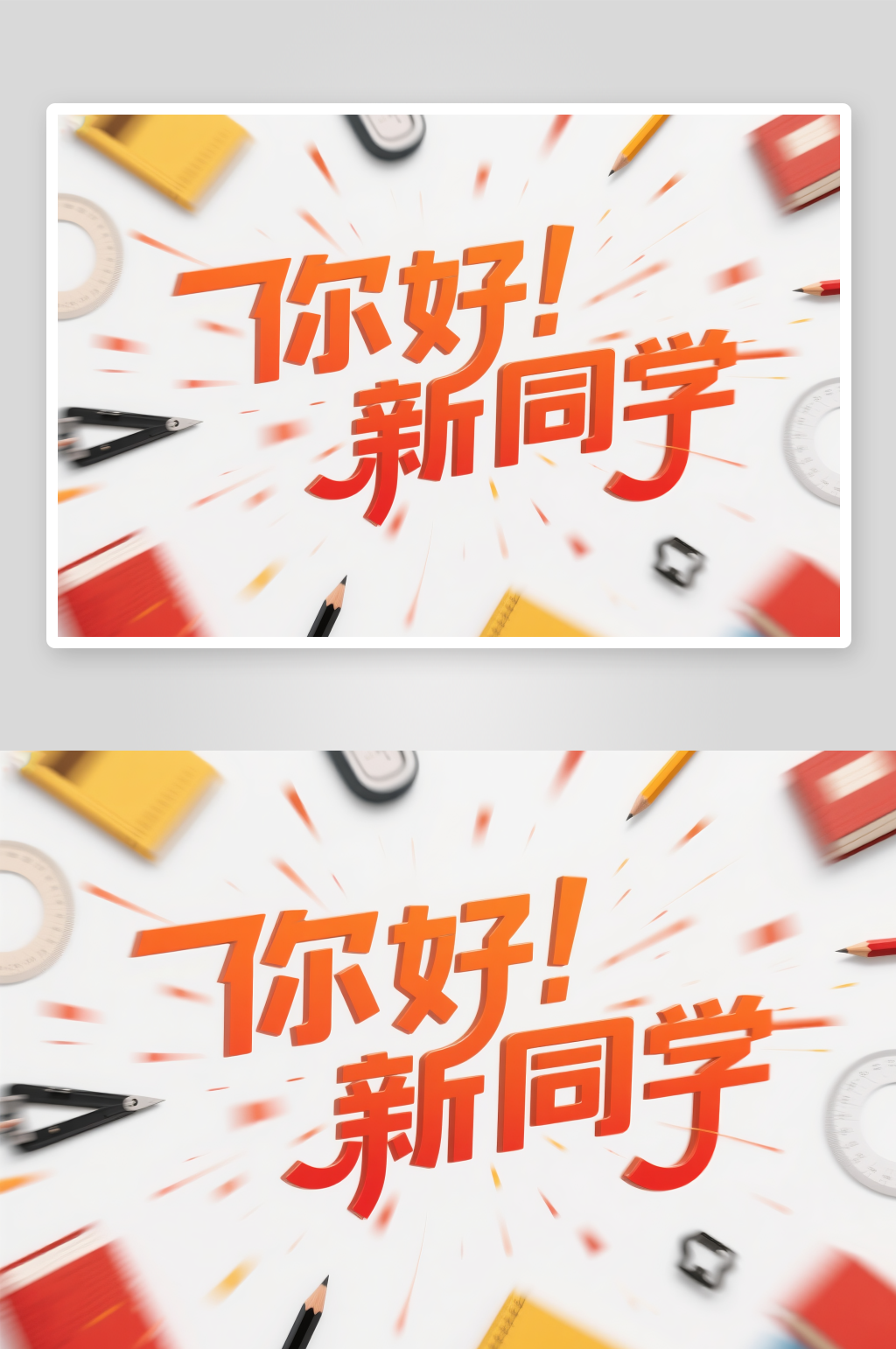 你好新同学开学季艺术字字体设计素材