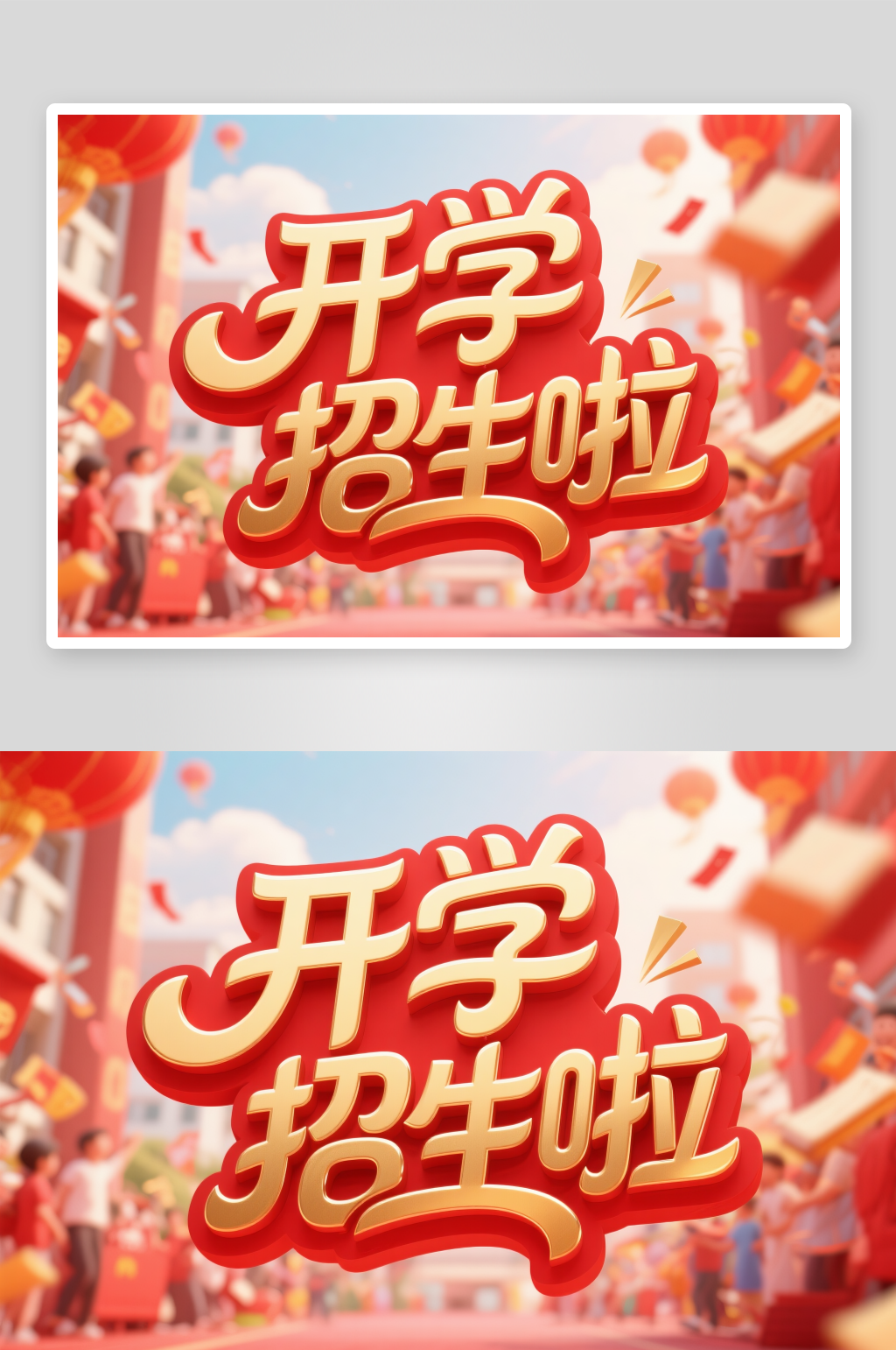 开学招生开学季艺术字字体设计素材