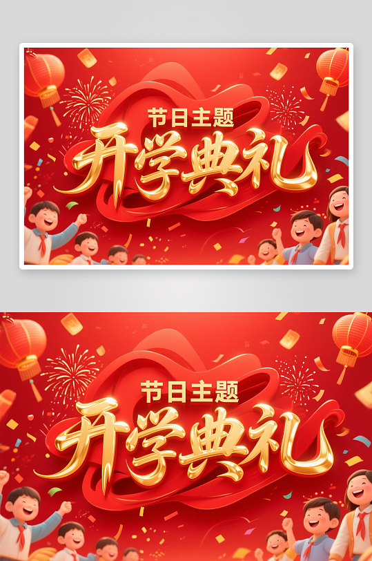 开学典礼开学季艺术字字体设计