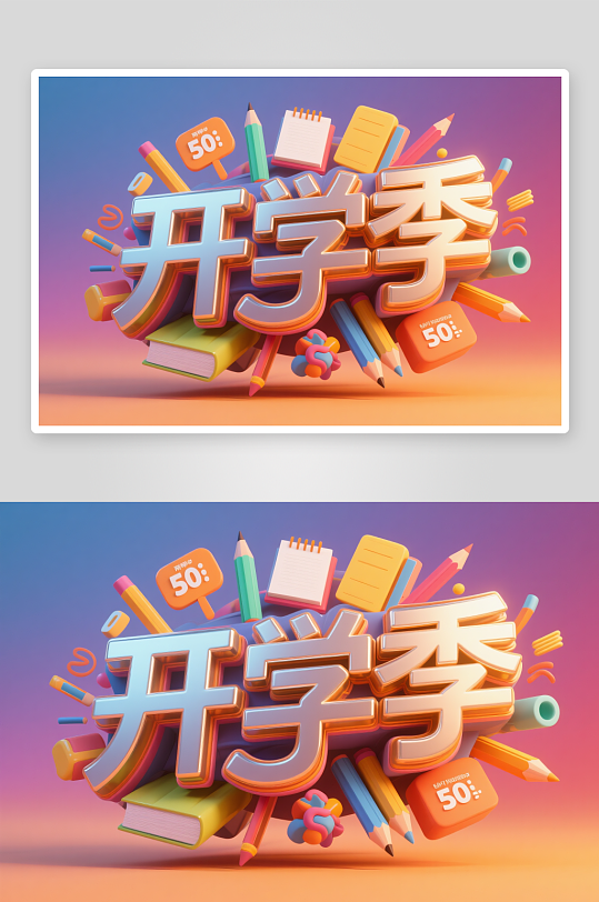 开学焕新季开学季艺术字字体设计
