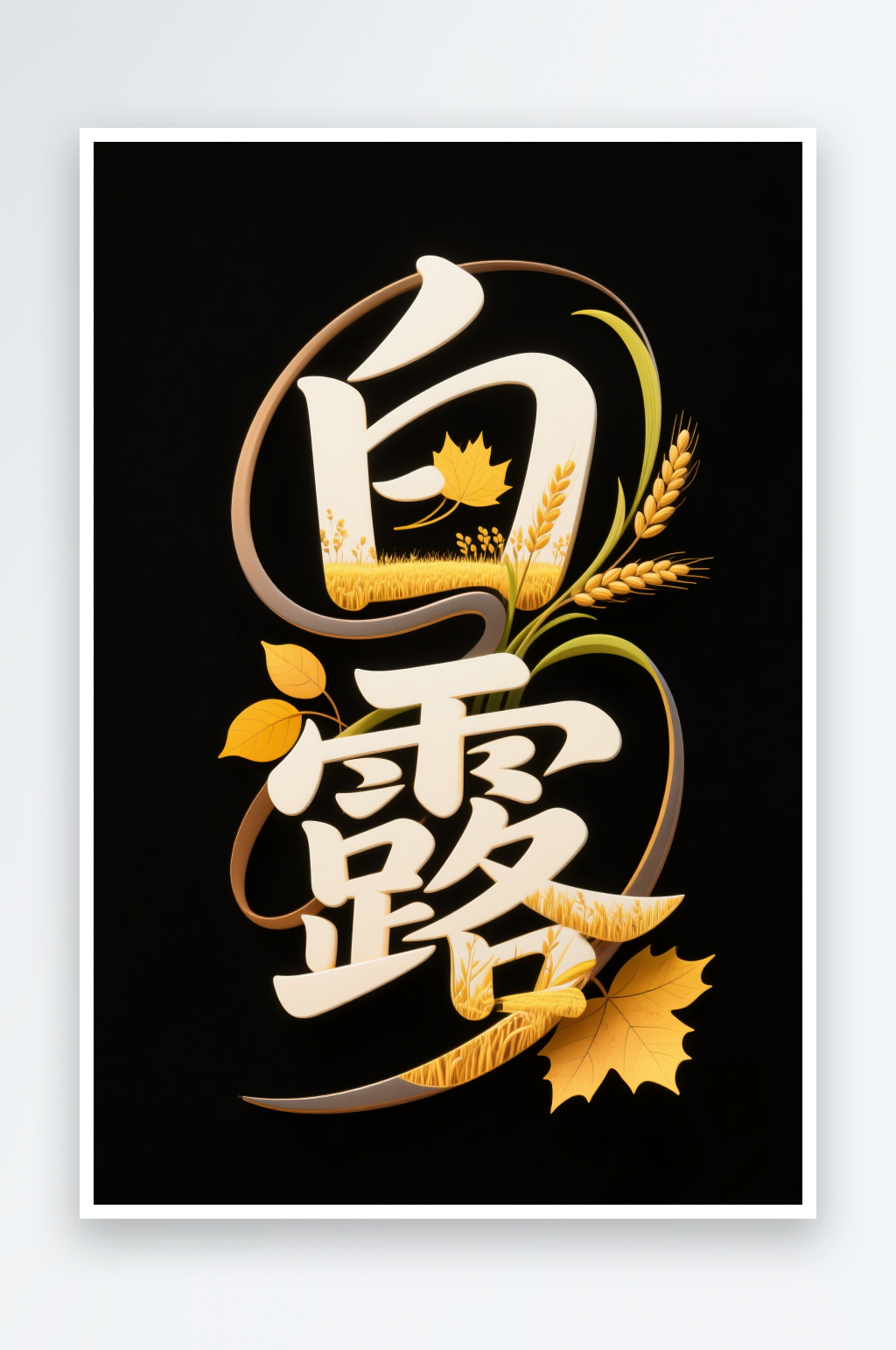 白露节气秋季二十四节气艺术字字体设计素材