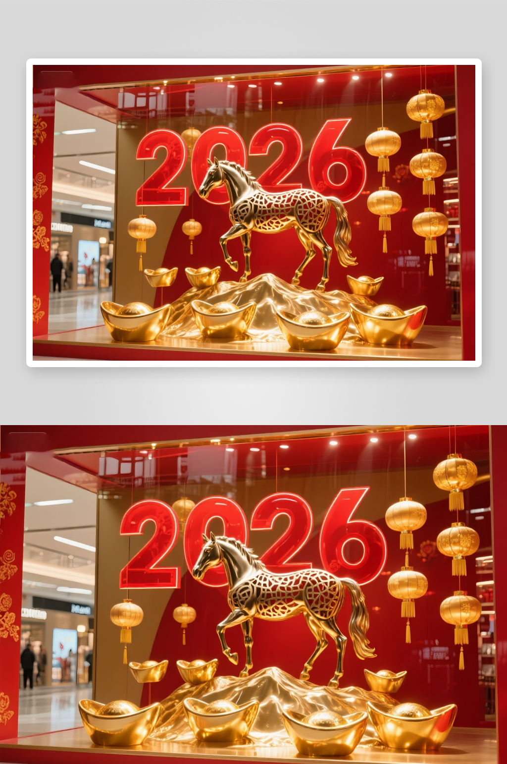 商场喜庆灯笼马年2026年新年概念美陈素材