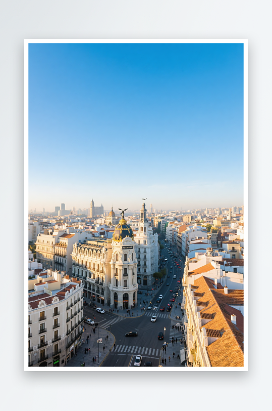 彩色屋顶教堂西班牙国外景点风景摄影图