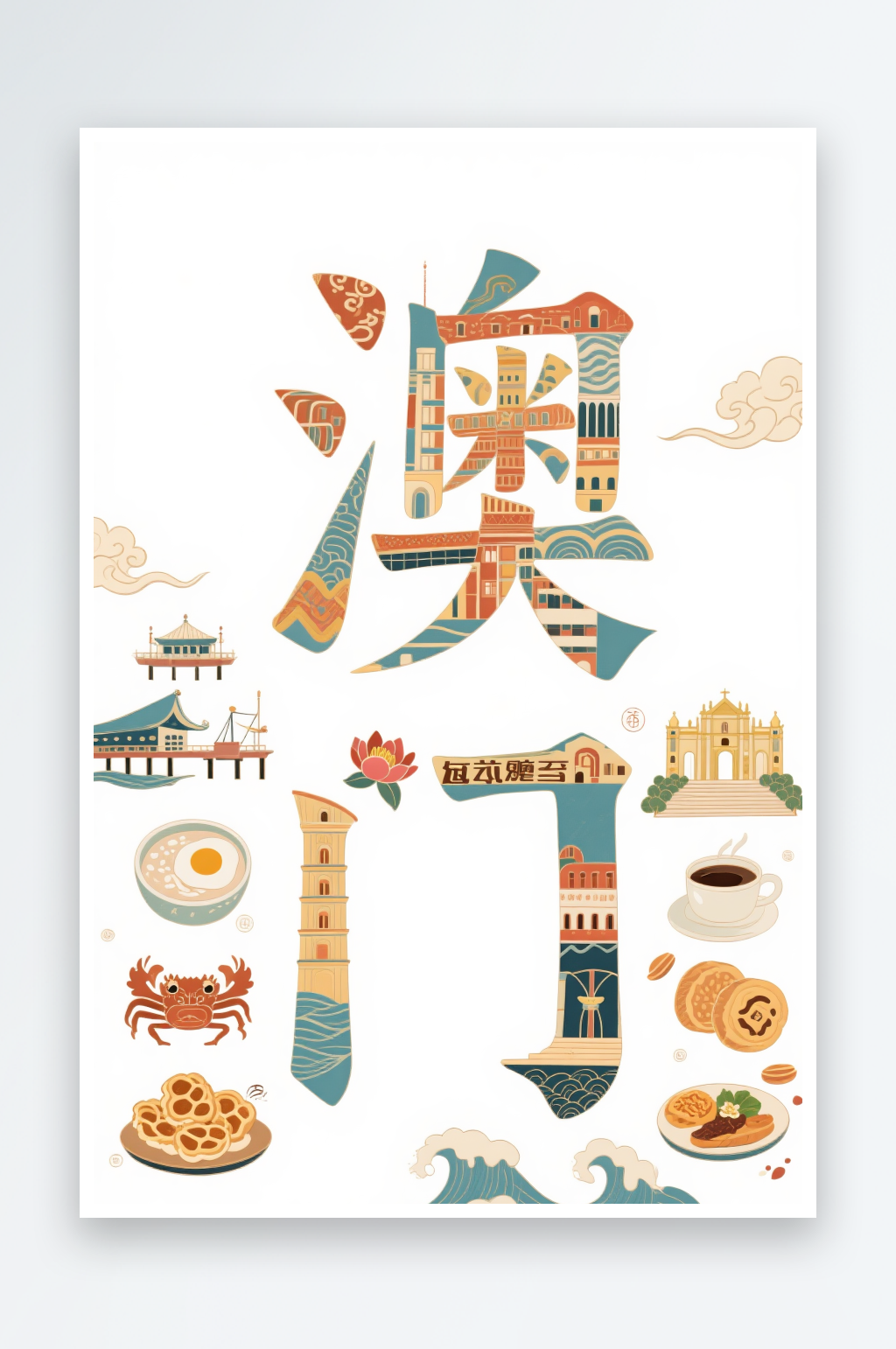 澳门城市名称地标艺术字字体设计素材