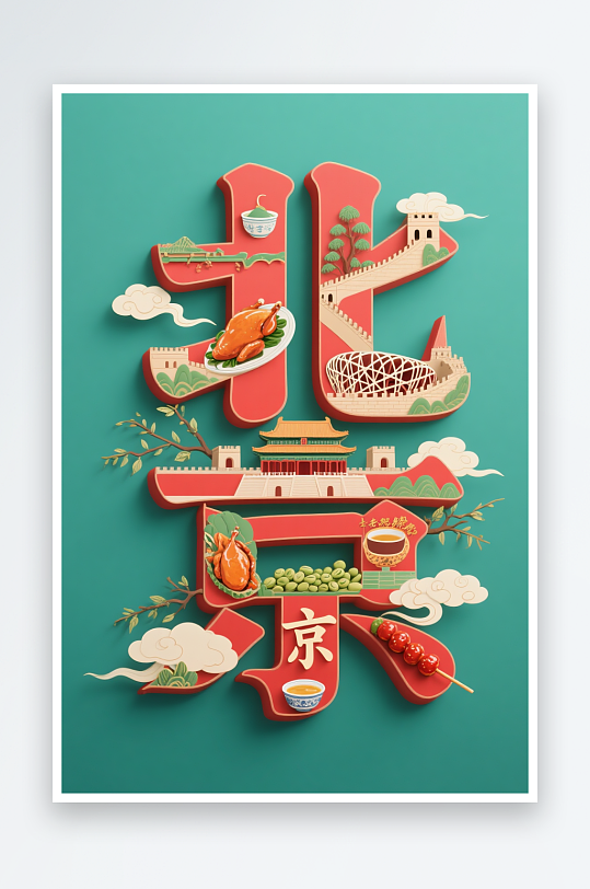 故宫北京城市名称地标艺术字字体设计-众图网