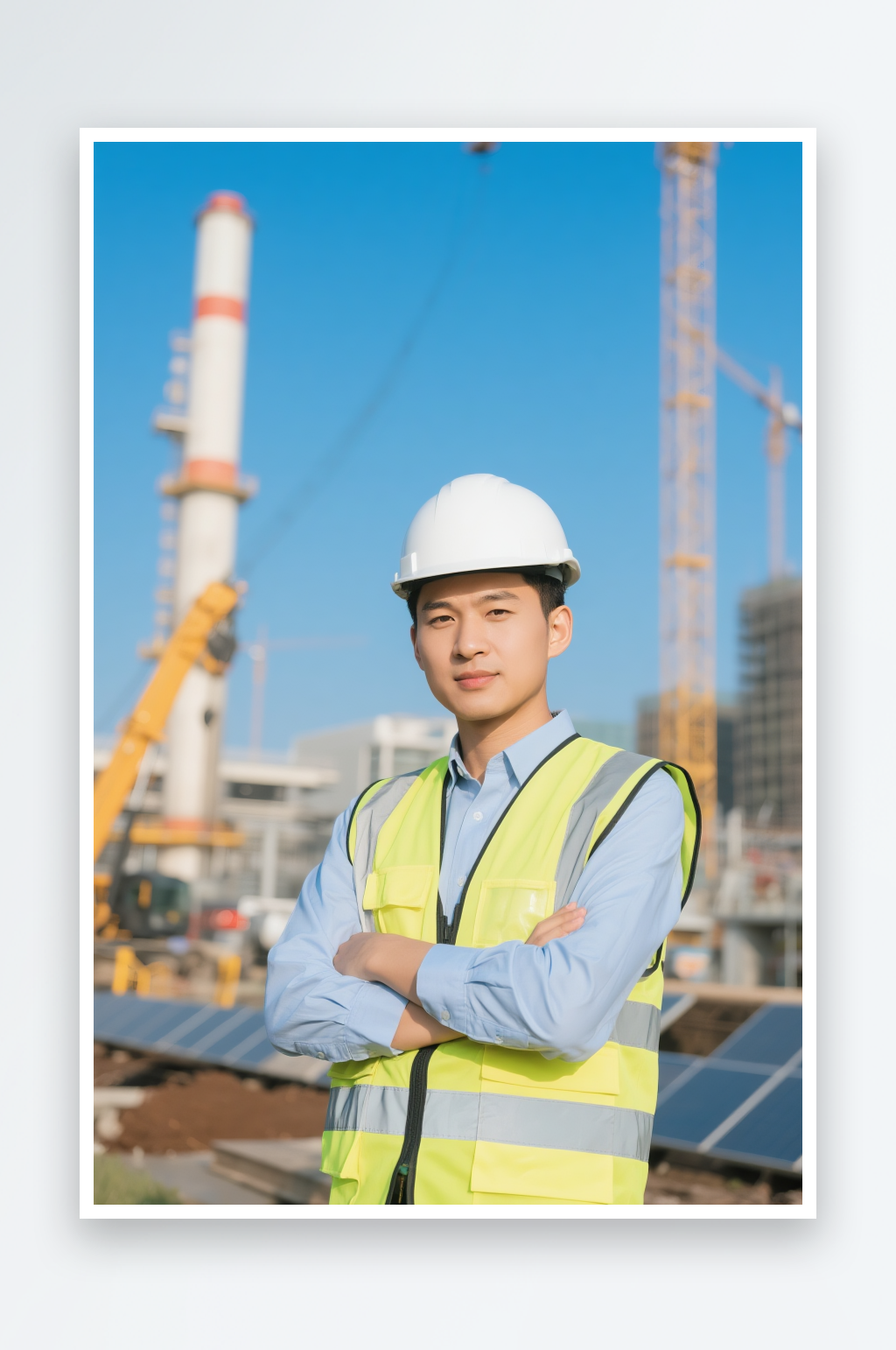 女性建筑机床前工程师职业人物摄影图素材