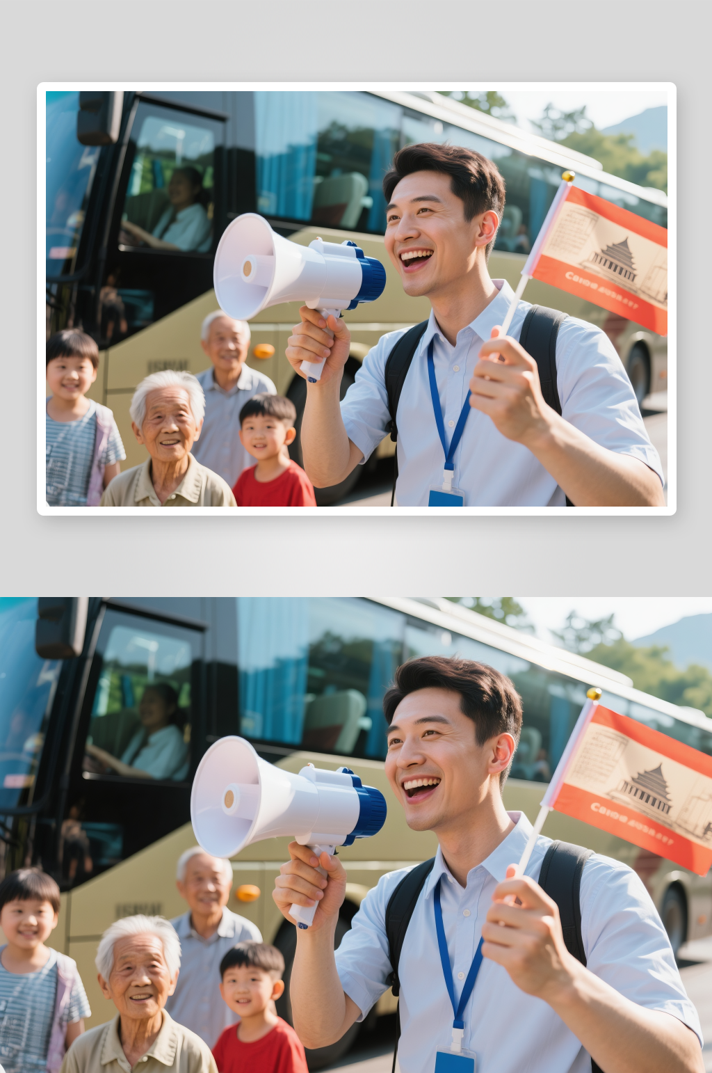 喇叭喊话旅行导游旅游向导人物摄影图素材