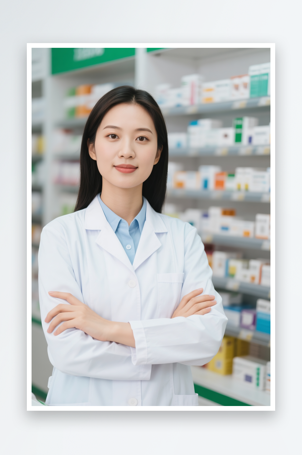 超市收银员微笑营业员收银员职业人物摄影图素材