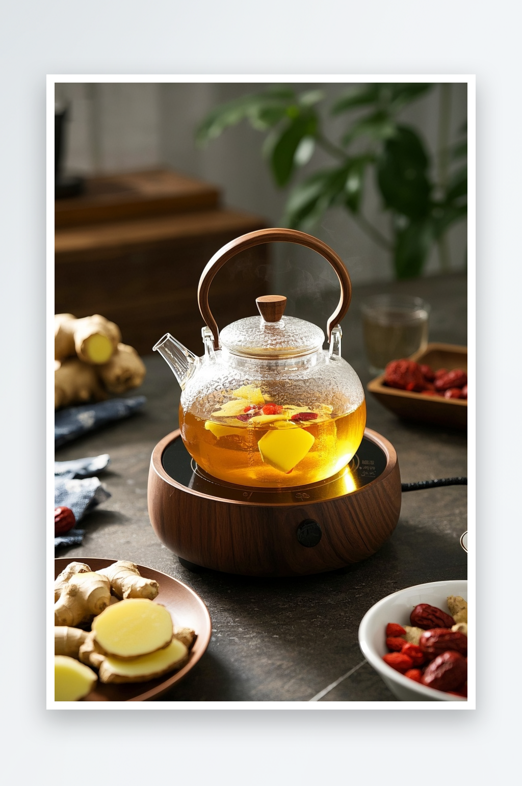 新中式茶饮桂圆红枣茶中式养生饮品摄影图素材