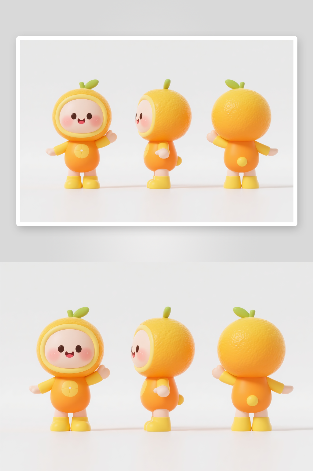 樱桃柿子水果卡通人物IP三视图插画素材