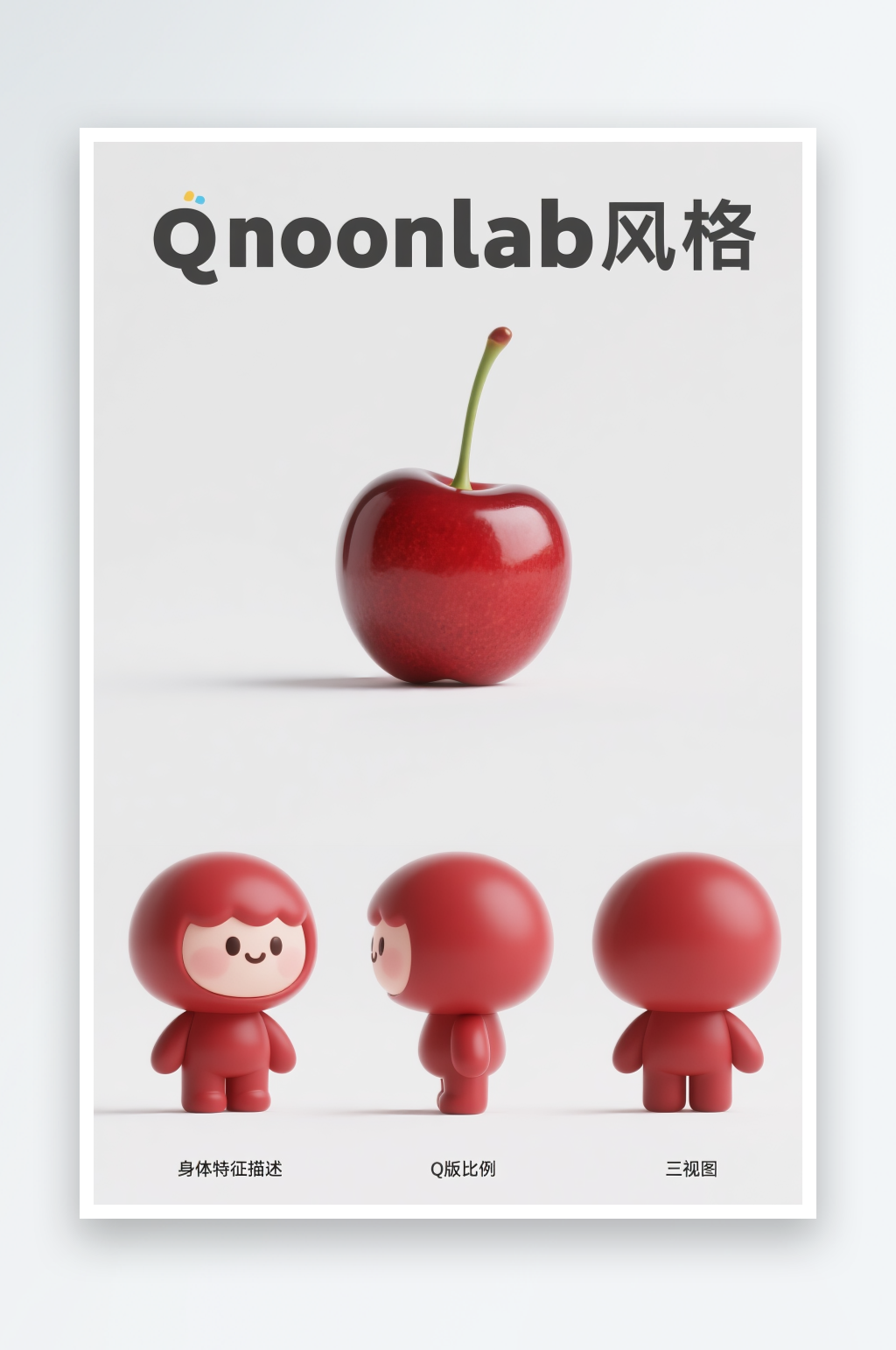 柿子樱桃水果卡通人物IP三视图插画素材
