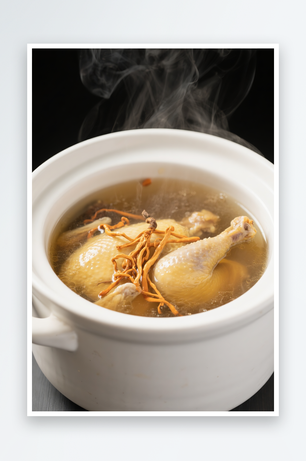 高清营养白果老鸭汤瓦罐汤煲汤美食摄影图素材