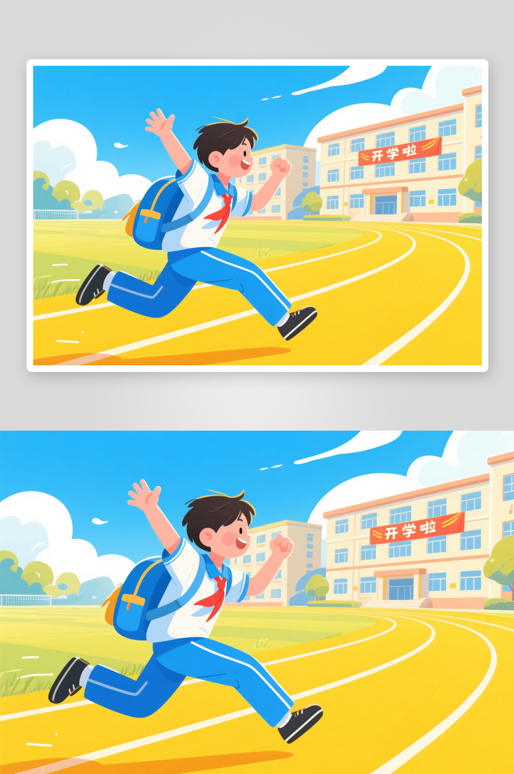 开学季人物奔跑背景图插画素材