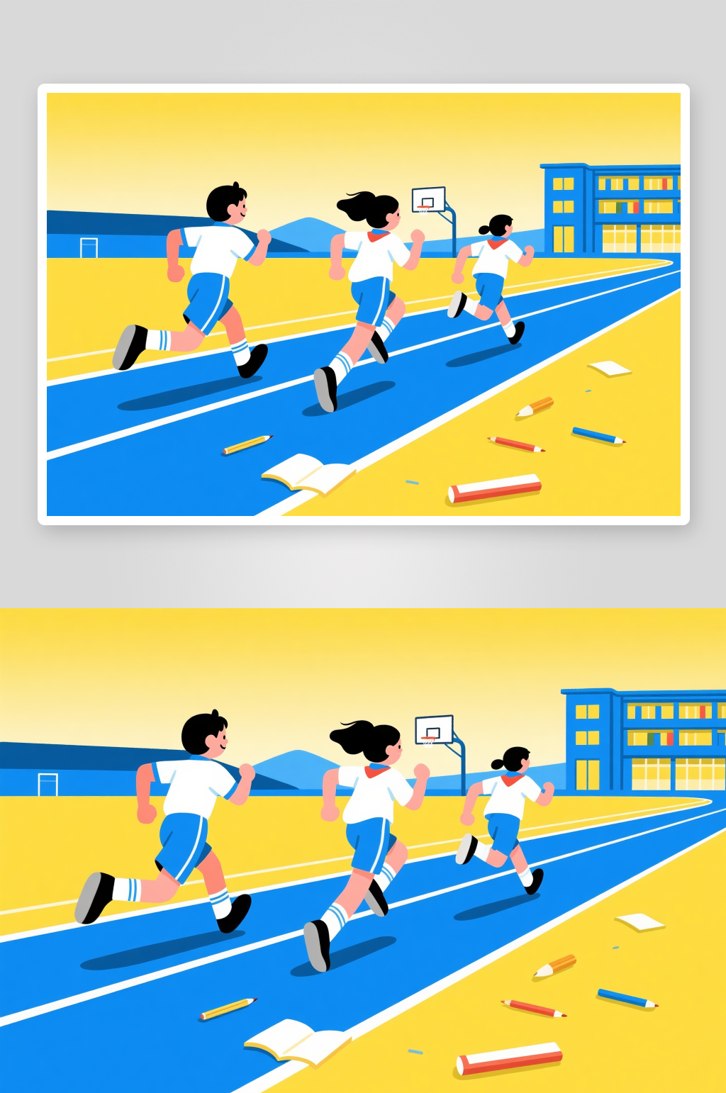 开学季人物奔跑背景图插画素材