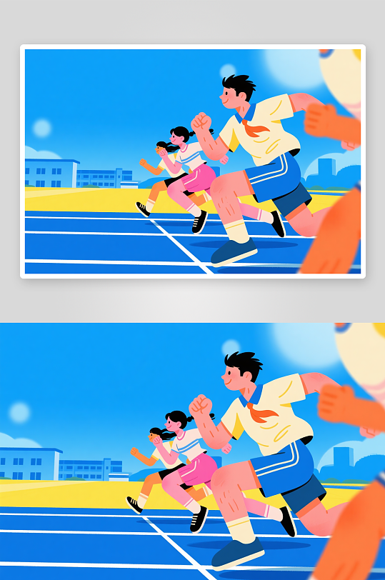 开学季人物奔跑背景图插画-众图网