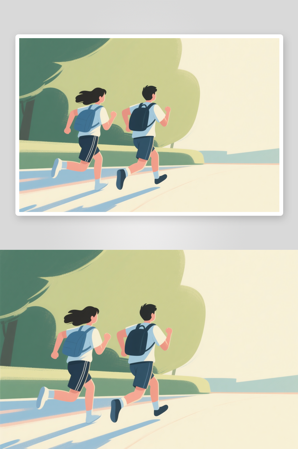 扁平插画开学季人物奔跑背景图插画素材