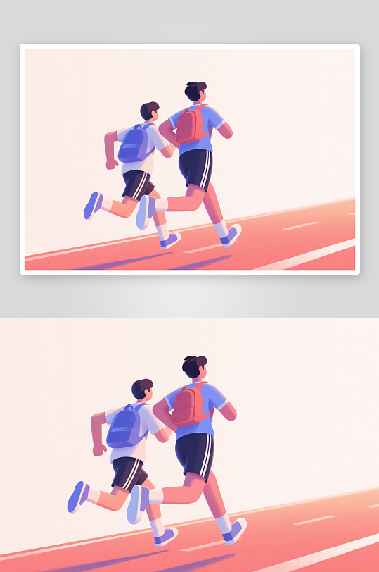 扁平插画开学季人物奔跑背景图插画-众图网