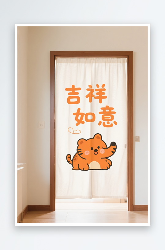 动物植物卡通客厅家居隔断门帘样机摄影图