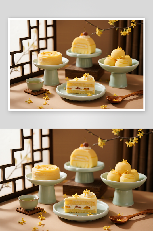 秋季蛋糕甜品糕点下午茶摄影图