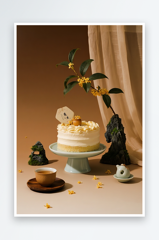 草莓南瓜蛋糕秋季蛋糕甜品糕点下午茶摄影图