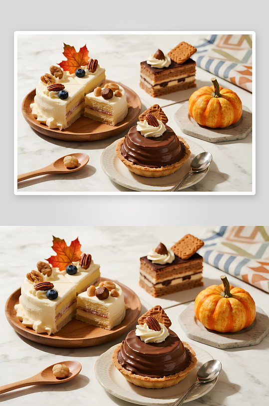巧克力挞秋季蛋糕甜品糕点下午茶摄影图