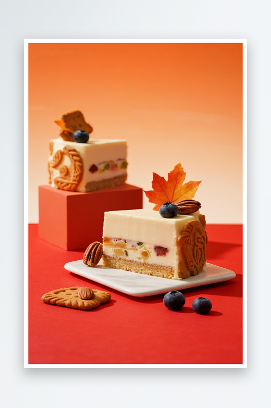 栗子蛋糕秋季蛋糕甜品糕点下午茶摄影图