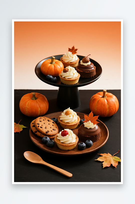 栗子蛋糕秋季蛋糕甜品糕点下午茶摄影图