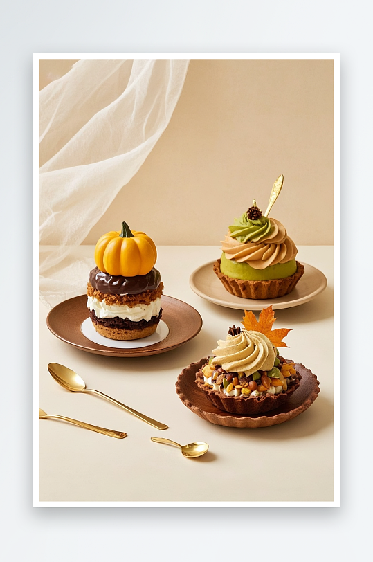 栗子蛋糕秋季蛋糕甜品糕点下午茶摄影图