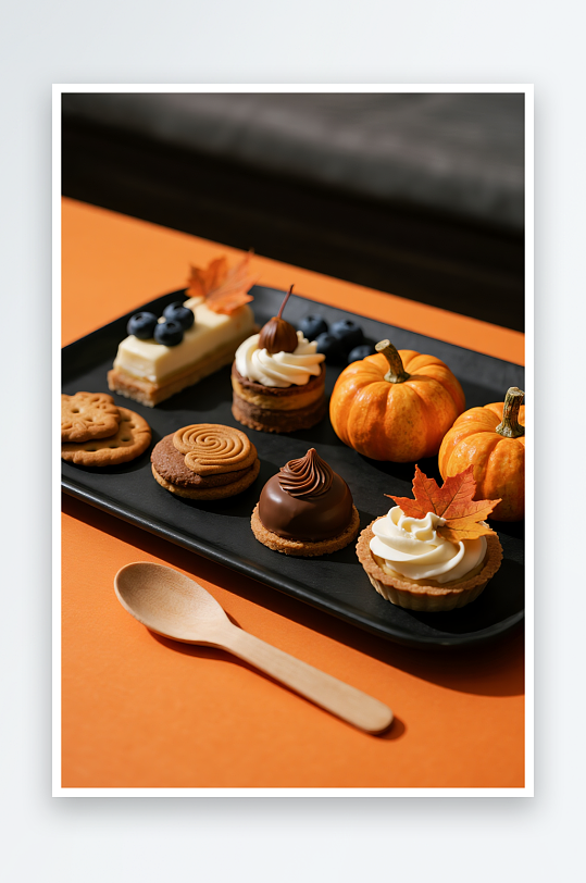 栗子南瓜蛋糕秋季蛋糕甜品糕点下午茶摄影图