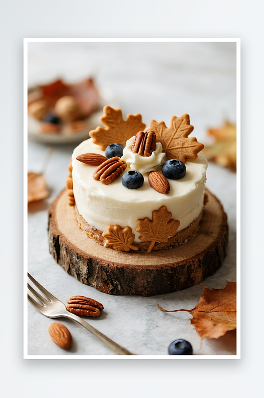 栗子南瓜蛋糕秋季蛋糕甜品糕点下午茶摄影图