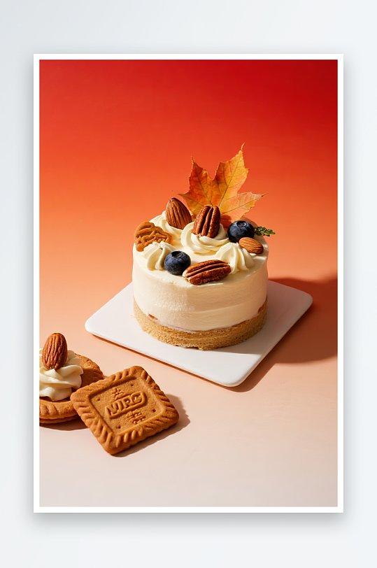 栗子南瓜蛋糕秋季蛋糕甜品糕点下午茶摄影图