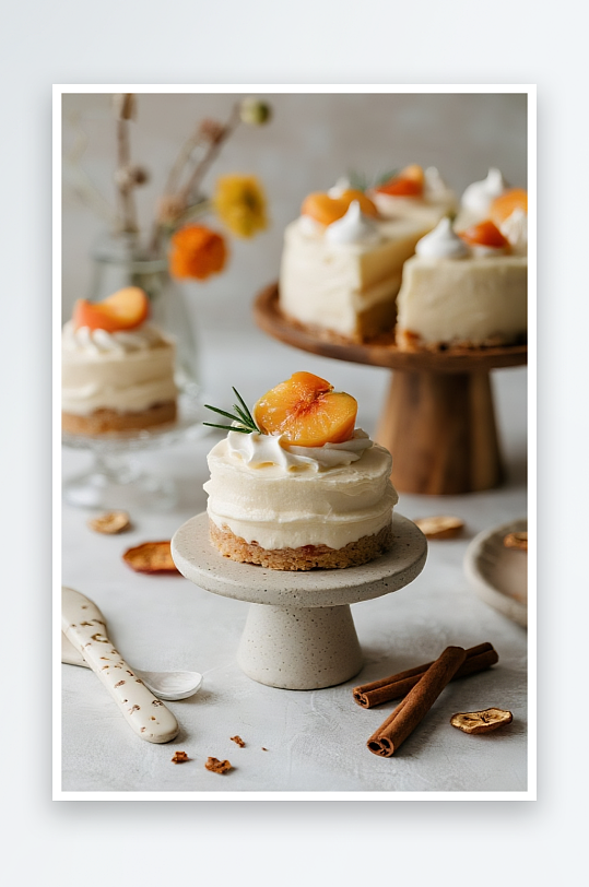 南瓜桂花蛋糕秋季蛋糕甜品糕点下午茶摄影图