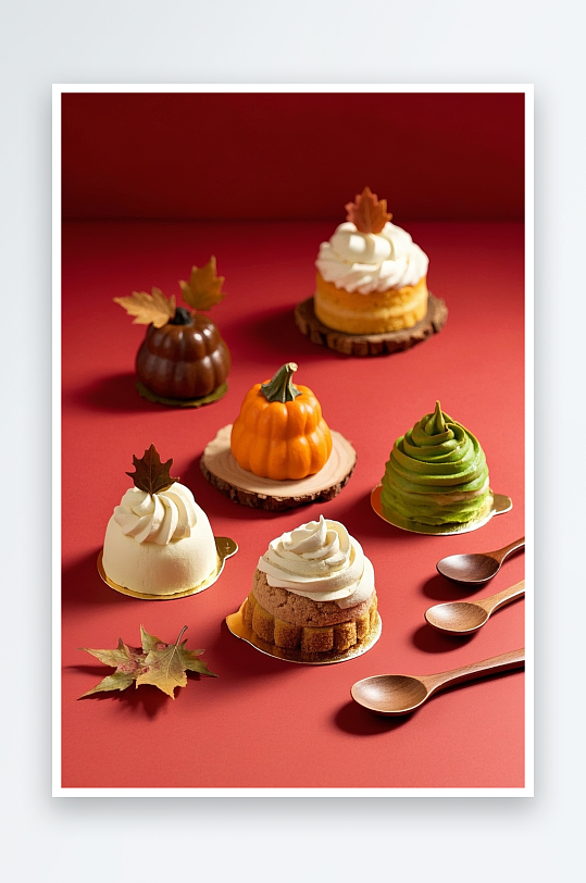 南瓜桂花蛋糕秋季蛋糕甜品糕点下午茶摄影图