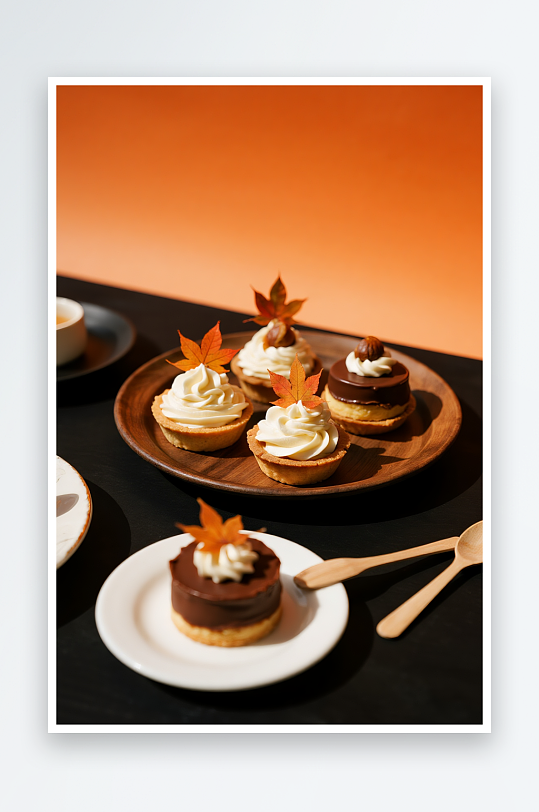 奶油蛋糕秋季蛋糕甜品糕点下午茶摄影图