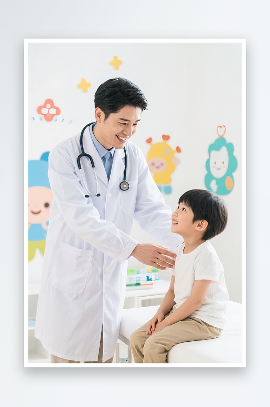住院兒童看病兒科醫(yī)生醫(yī)療人物攝影圖