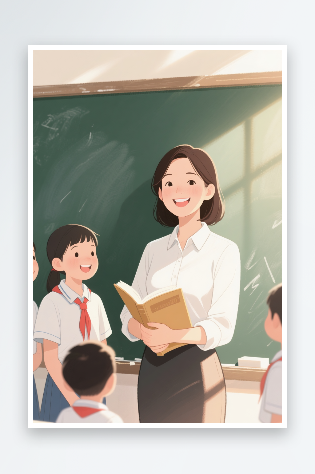 阳光教室卡通教师节老师人物插画素材
