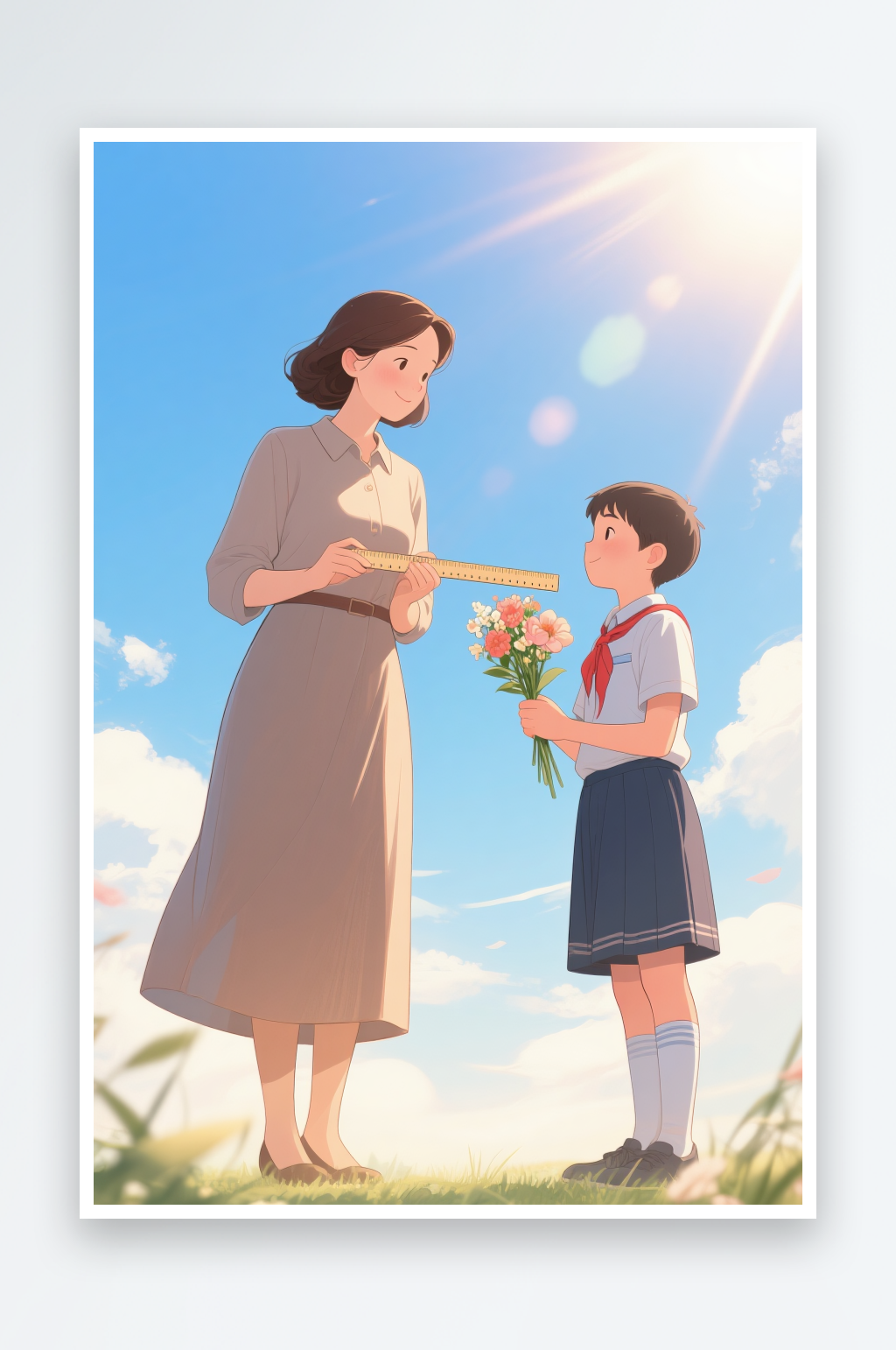 教室講臺(tái)上教學(xué)卡通教師節(jié)老師人物插畫素材