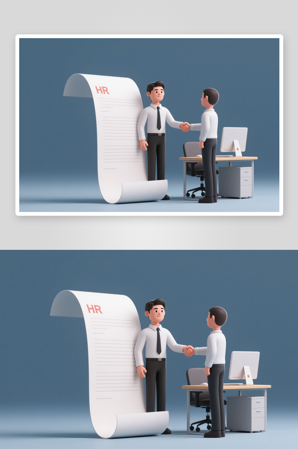 求職面試握手HR招聘企業(yè)人物模型插畫(huà)素材