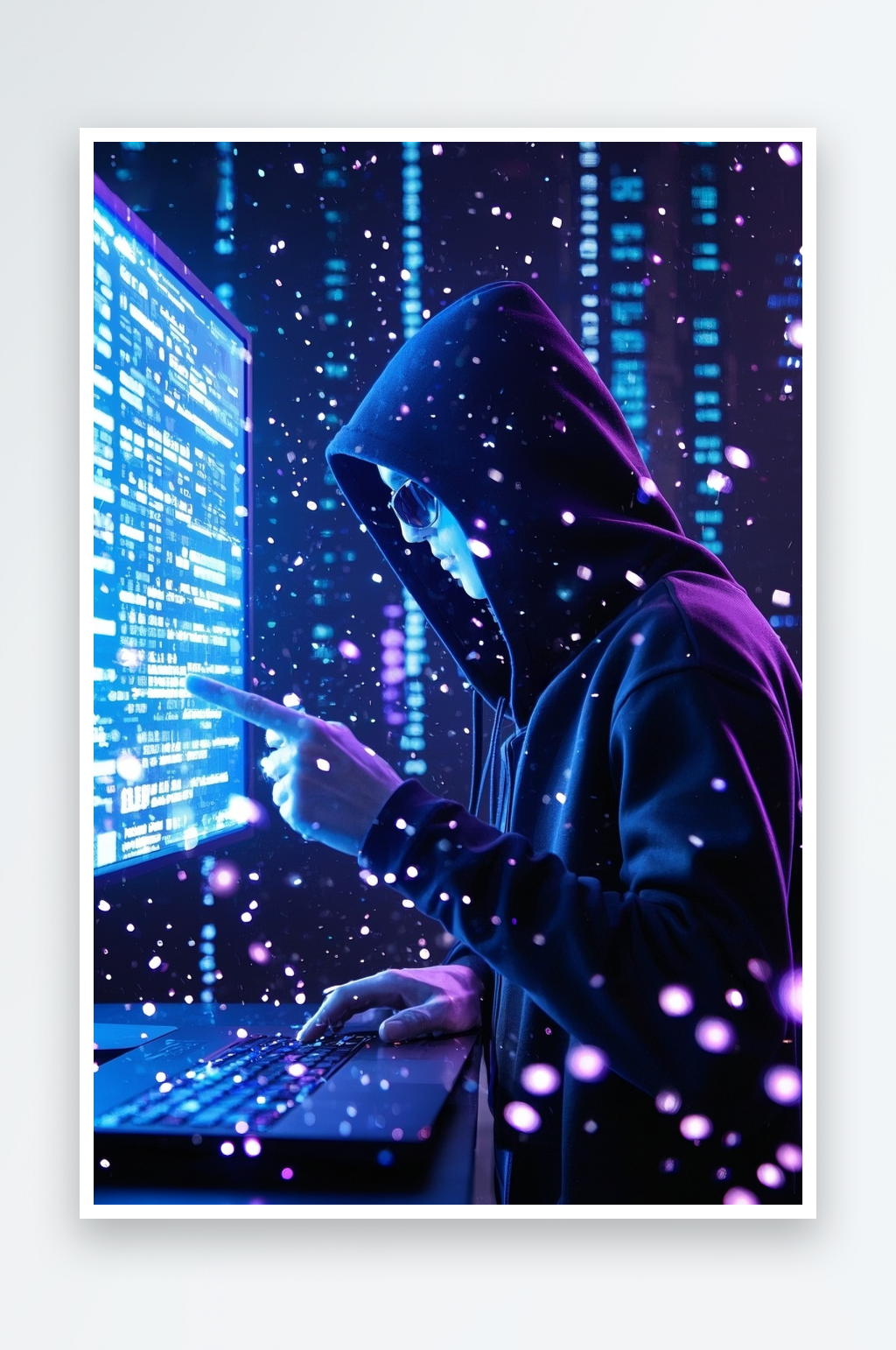 科技数据电脑黑客背影网络安全摄影图素材