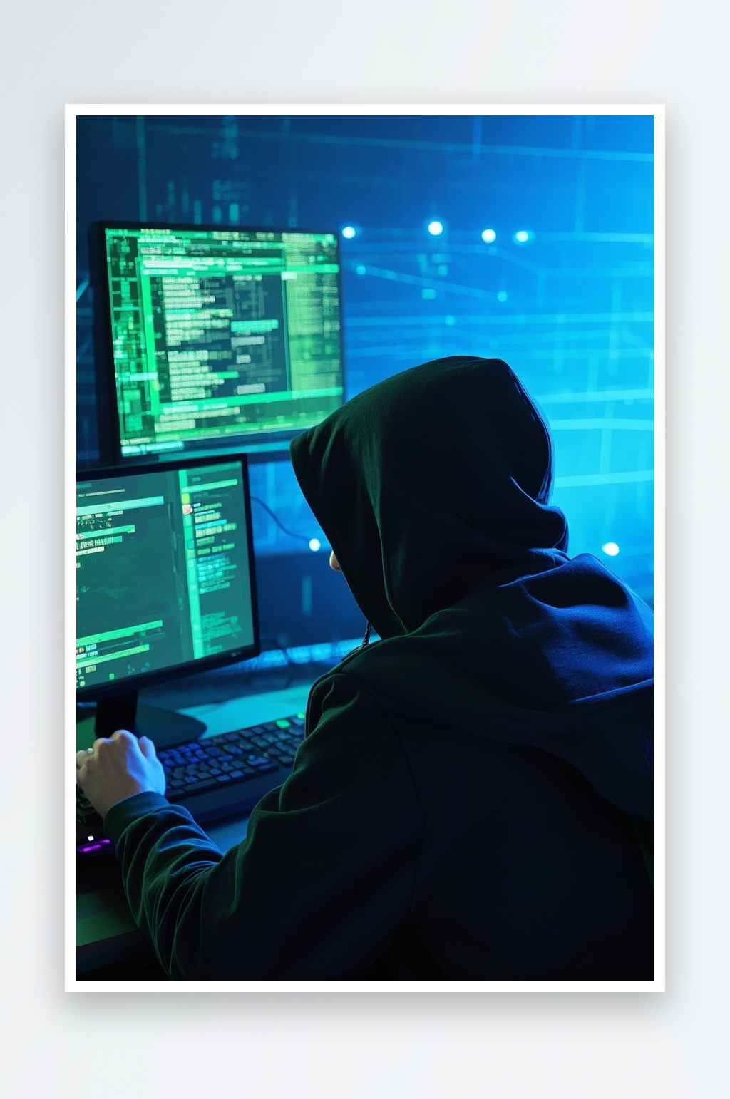科技数据电脑黑客背影网络安全摄影图素材