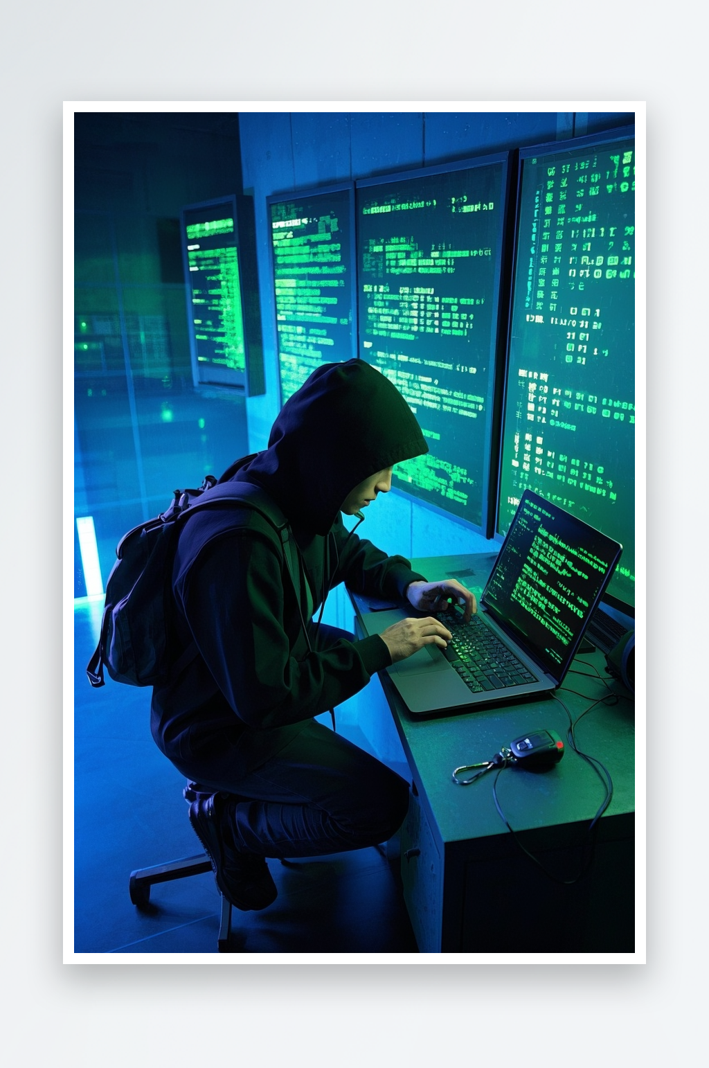 科技数据电脑黑客背影网络安全摄影图素材