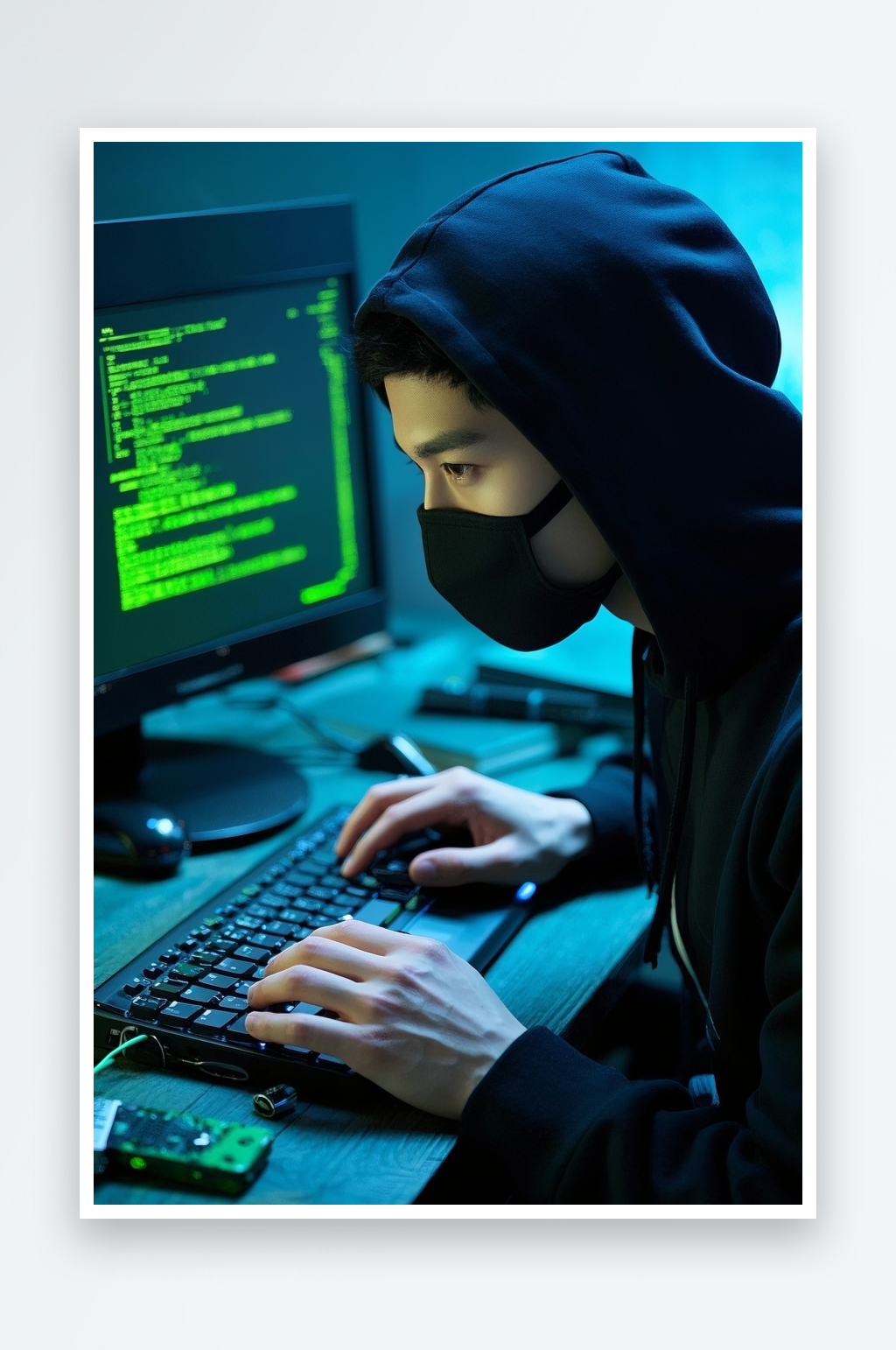 科技数据电脑黑客背影网络安全摄影图素材