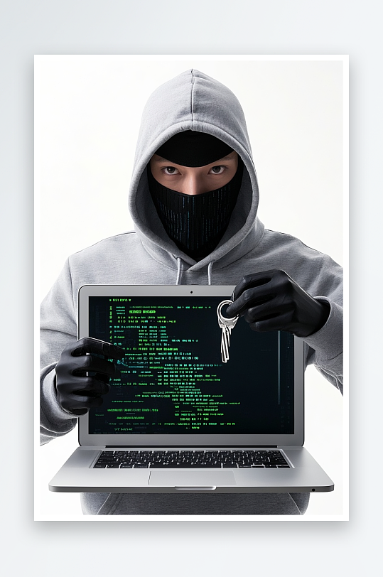 科技绿色数据信息黑客背影网络安全摄影图