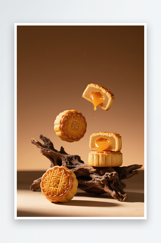 中秋节快乐奶黄流心月饼产品摄影图-众图网