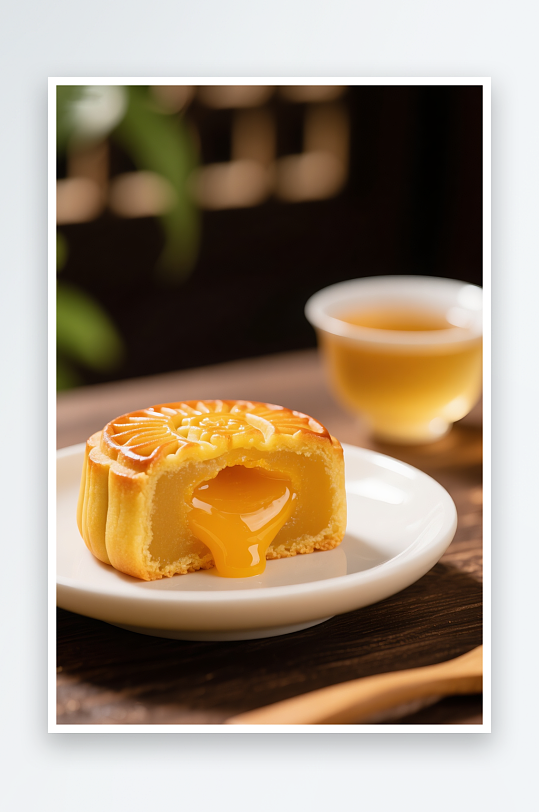 中秋节奶黄流心月饼产品摄影图-众图网