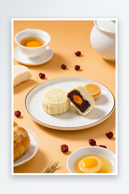 中秋节流心冰皮月饼产品摄影图-众图网