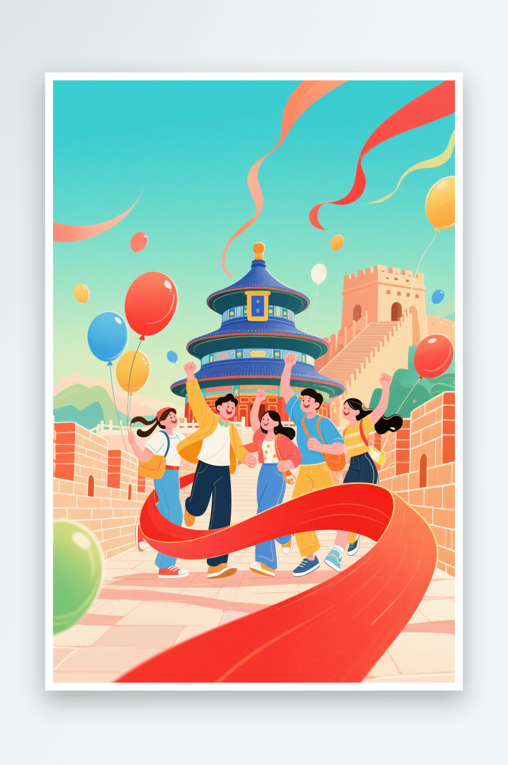 十一国庆节红色宇航员爱国旅游人物插画素材素材