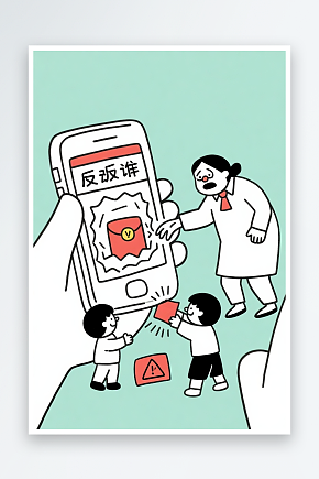 小人漫画全民反诈预防电信诈骗人物插画素材下载-众图网